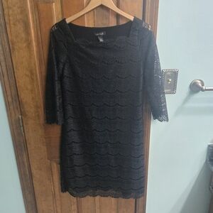 White House Black Market Black Lace Long Sleeve Dress